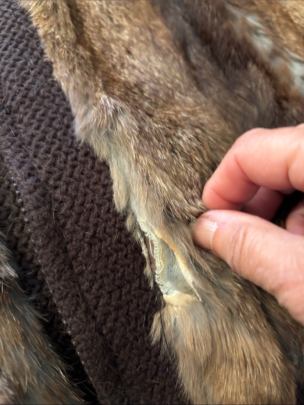 Vintage genuine 100% Rabbit Fur Coat chocolate brown Hong Kong 70s bomber jacket - Picture 7 of 7